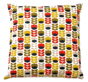 coussin Orla Kiely POUR Monoprix  jaune et rouge (2) transparent